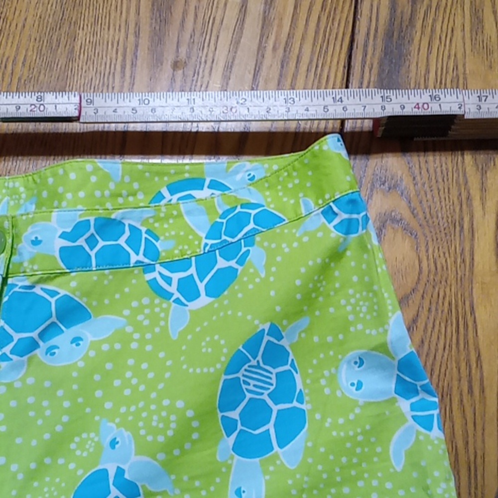 LILLY PULITZER Womens PANTS 8 Preowned Casual SLACKS GREEN Used TURTLES COTTON - Picture 5 of 7